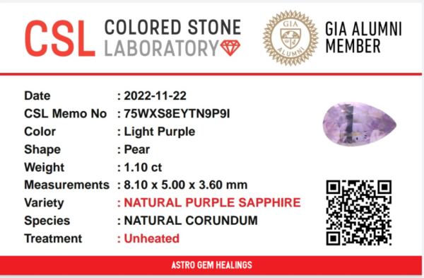 3_Ceylon Natural light purple sapphire- Astro gem healing